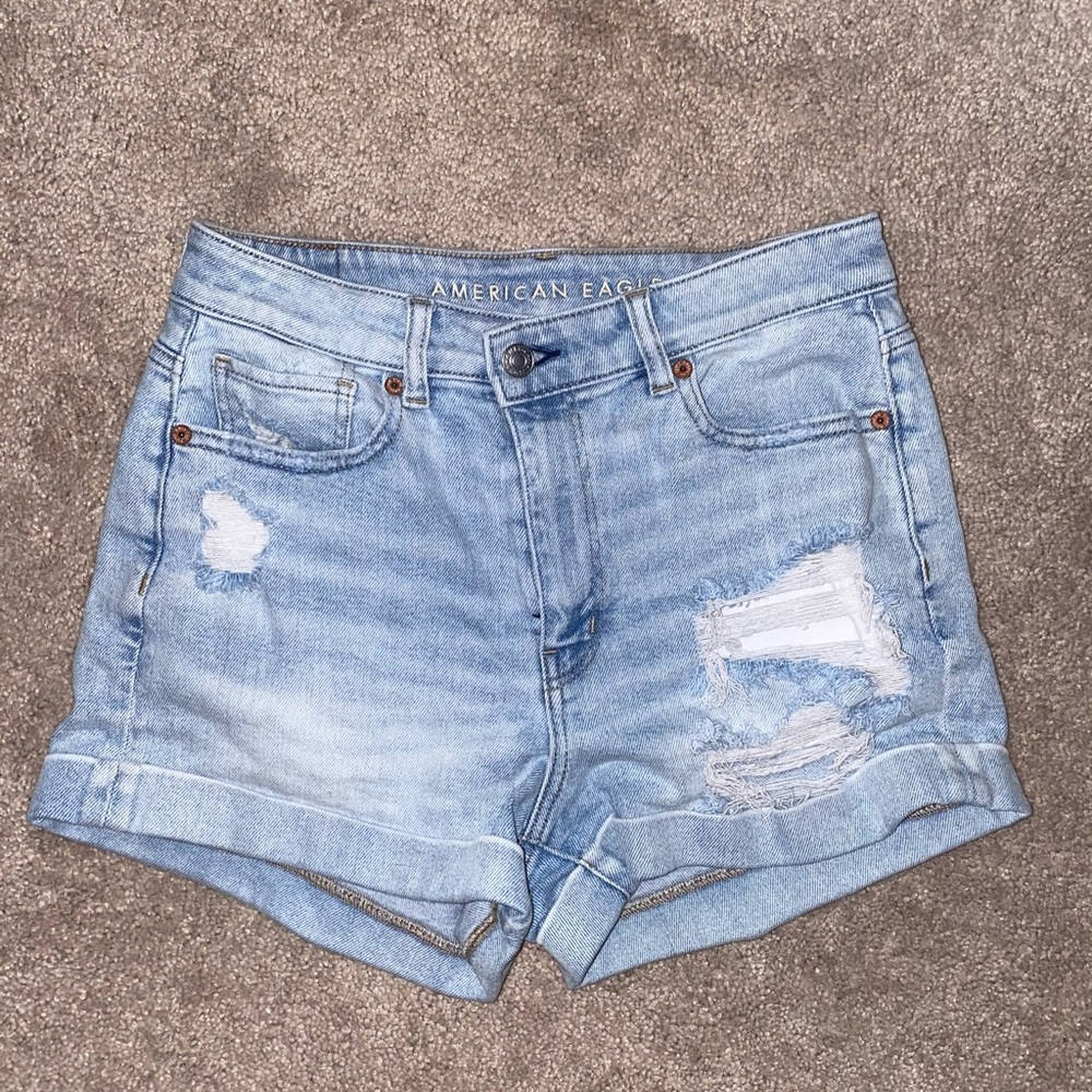 High Waisted Light Wash American Eagle Shorts